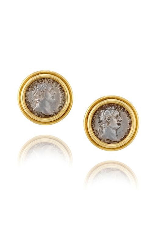18k Gold and Silver Coin Earrings