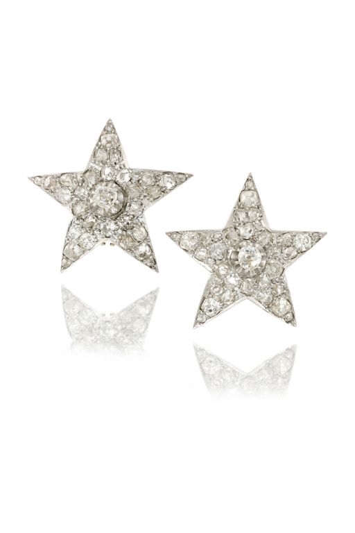 Pair of Platinum and Gold Diamond Earrings