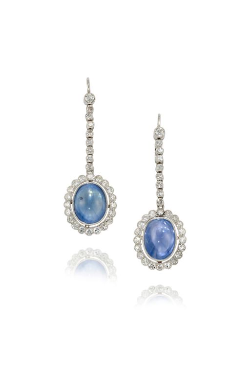 Platinum Sapphire and Diamond Earrings