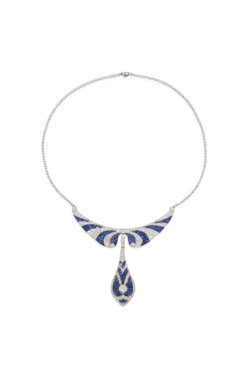 14k Gold Sapphire and Diamond Pendant Necklace