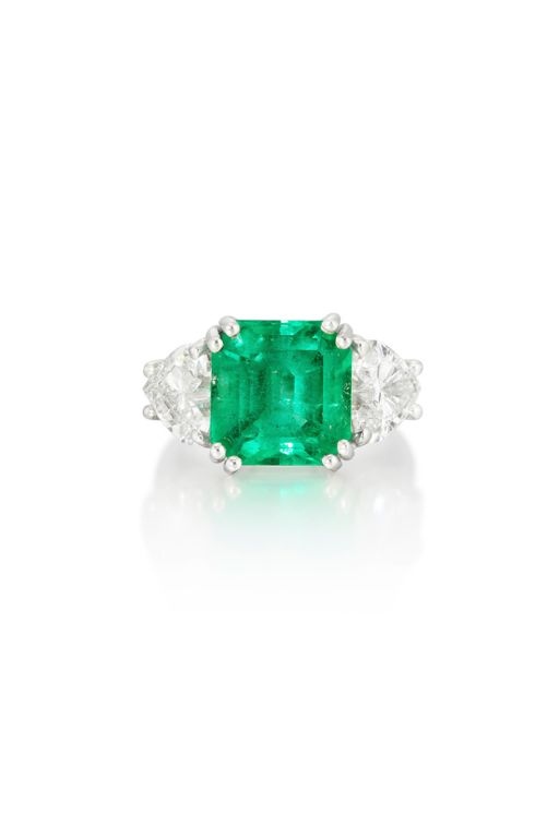 18k Gold Emerald and Diamond Ring
