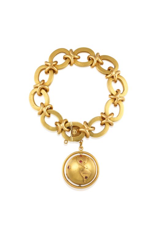 18k Gold Ruby Charm Bracelet