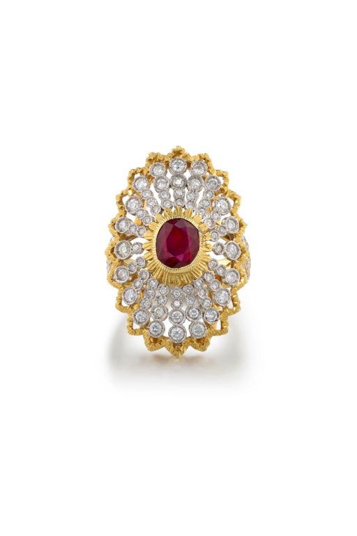 18k Gold Ruby and Diamond Ring