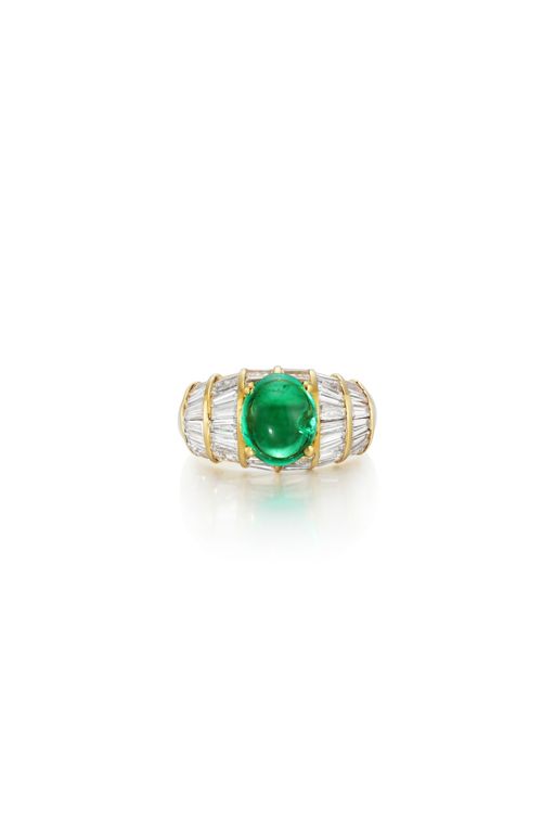 18k Gold Emerald and Diamond Ring