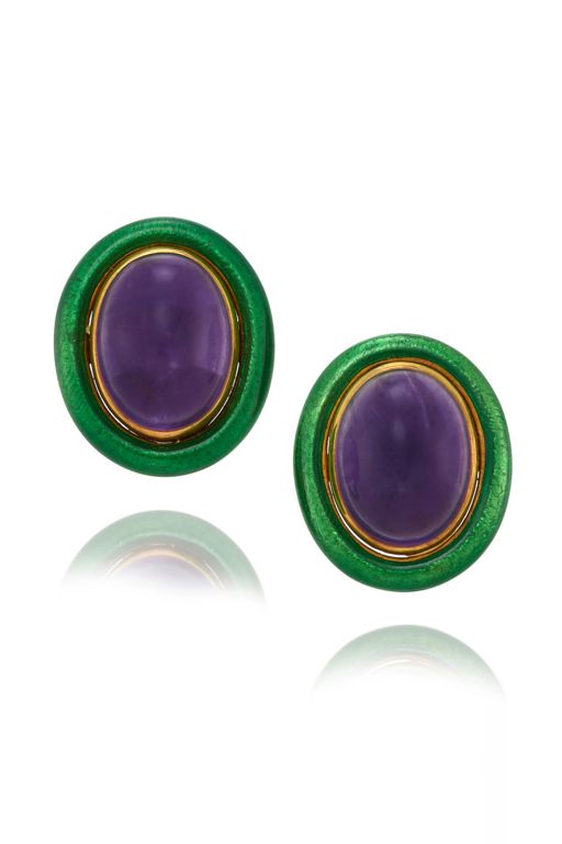 Pair of 18k Gold Amethyst Earrings