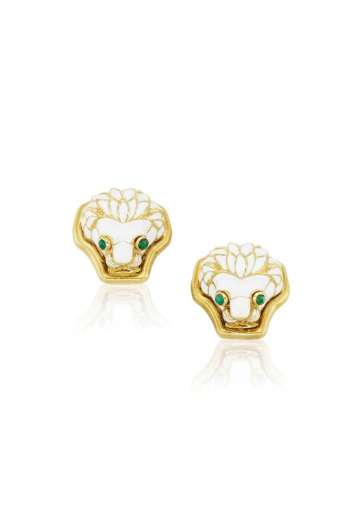 Pair of 18k Gold Emerald Earrings