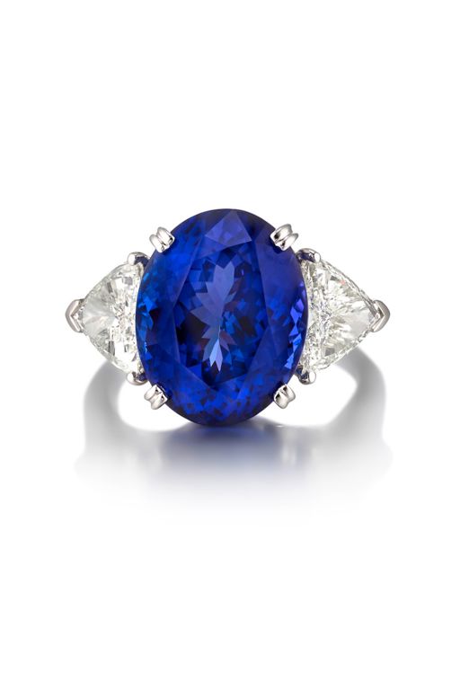 Platinum Tanzanite and Diamond Ring