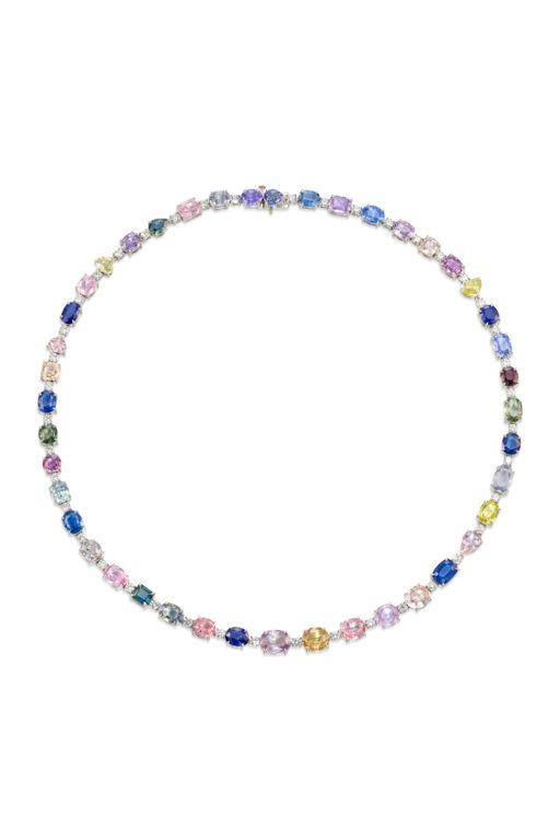 Platinum Sapphire and Diamond Necklace