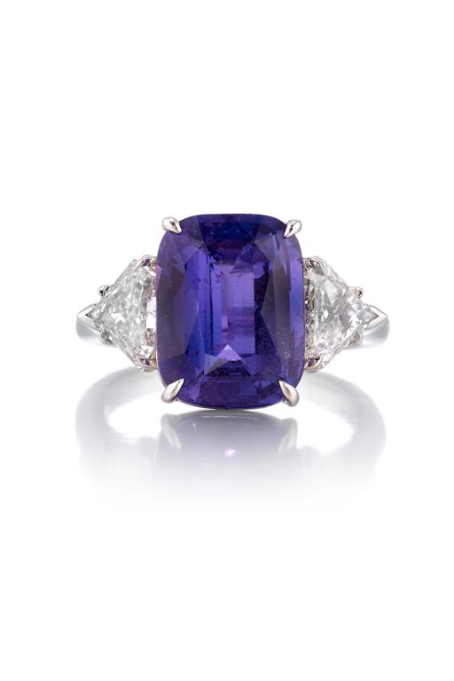 Platinum Sapphire and Diamond Ring