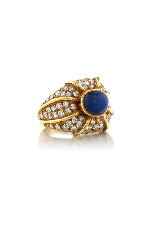 18k Gold Sapphire and Diamond Ring