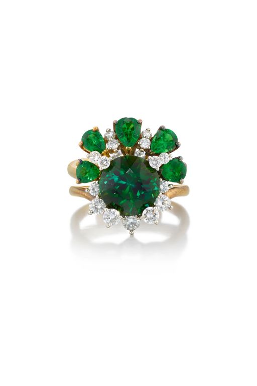 18k Gold and Platinum Multi-Gem Ring