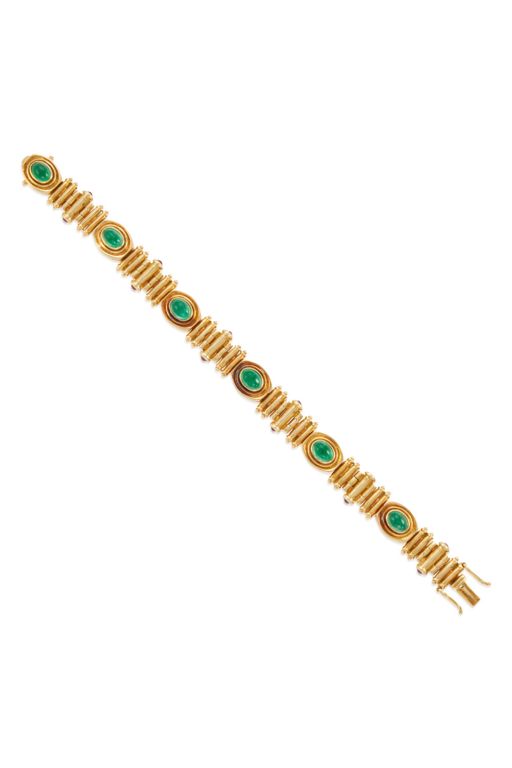 18k Gold Emerald and Ruby Bracelet