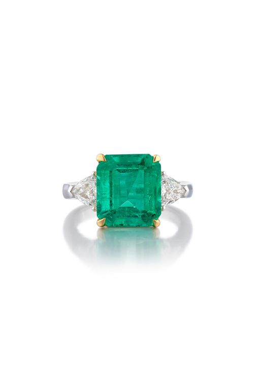 18k Gold Emerald and Diamond Ring