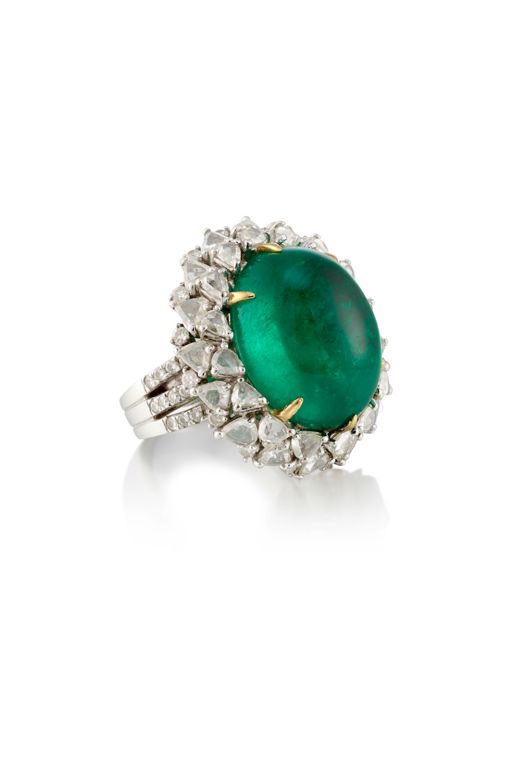 18k Gold Emerald and Diamond Ring