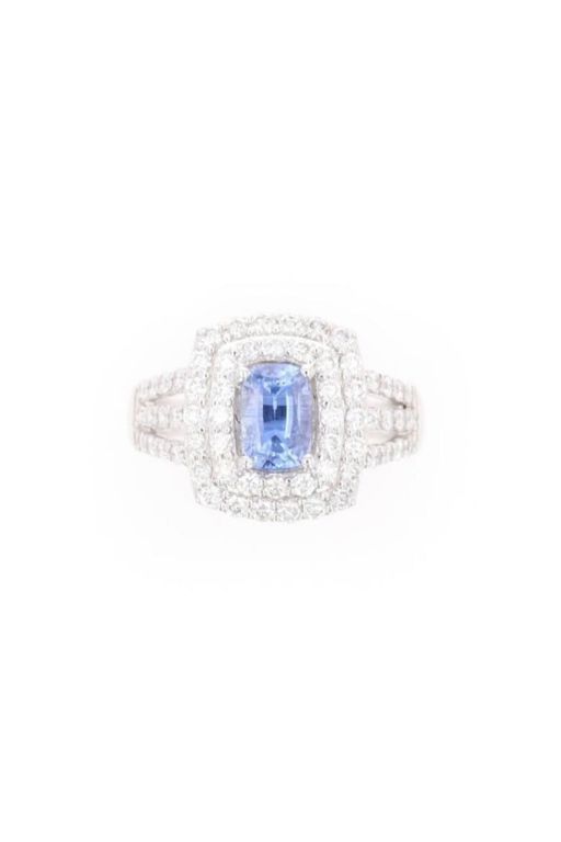 Platinum Sapphire and Diamond Ring