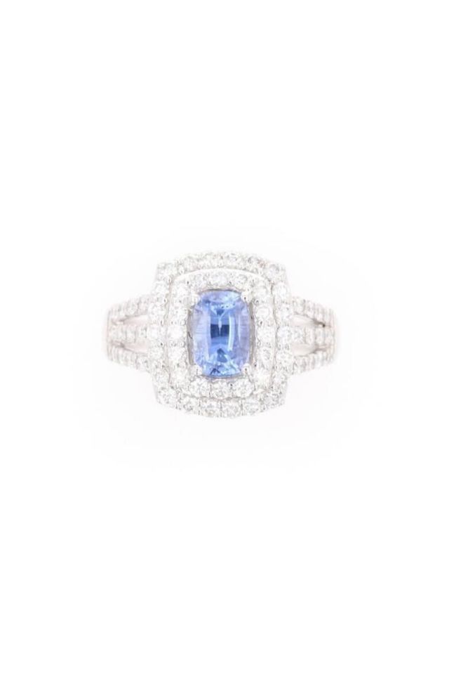 Platinum Sapphire and Diamond Ring