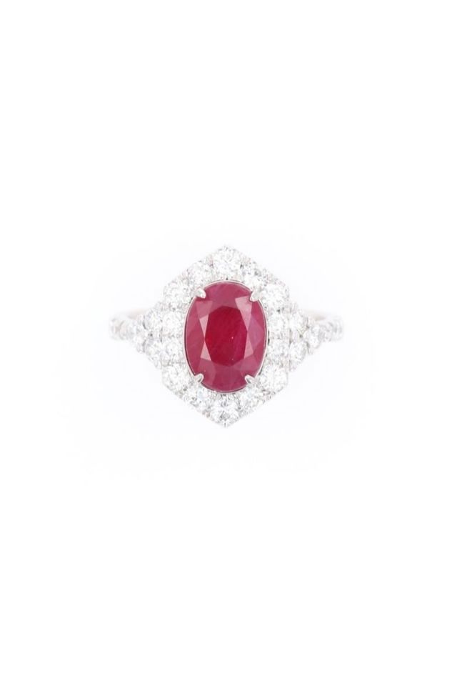 Platinum Ruby and Diamond Ring