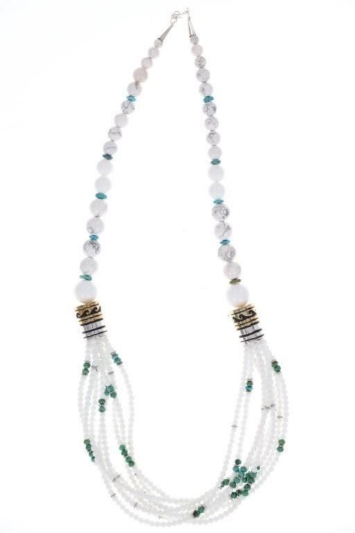 Sterling Silver Howlite and Turquoise Necklace