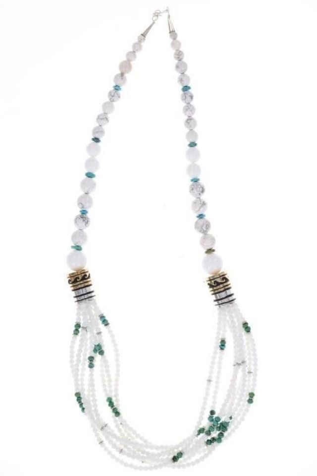 Sterling Silver Howlite and Turquoise Necklace