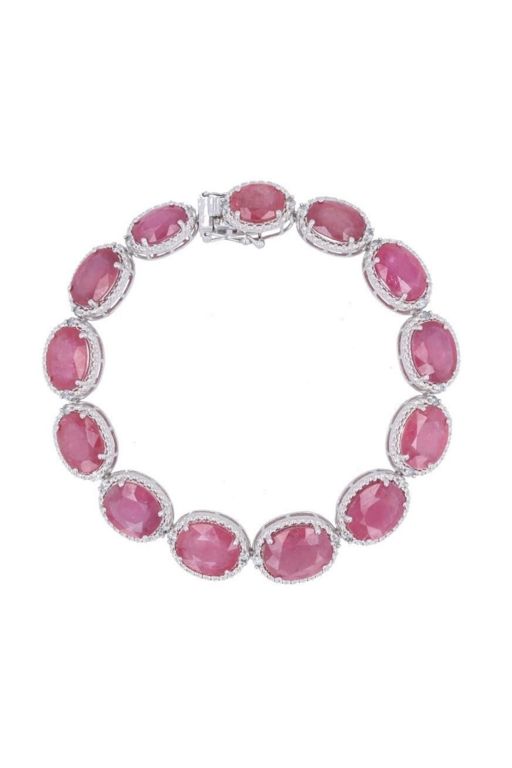 Sterling Silver Ruby and Diamond Bracelet