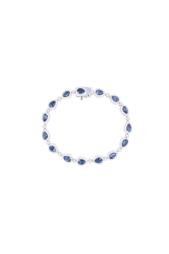 Platinum Sapphire and Diamond Bracelet