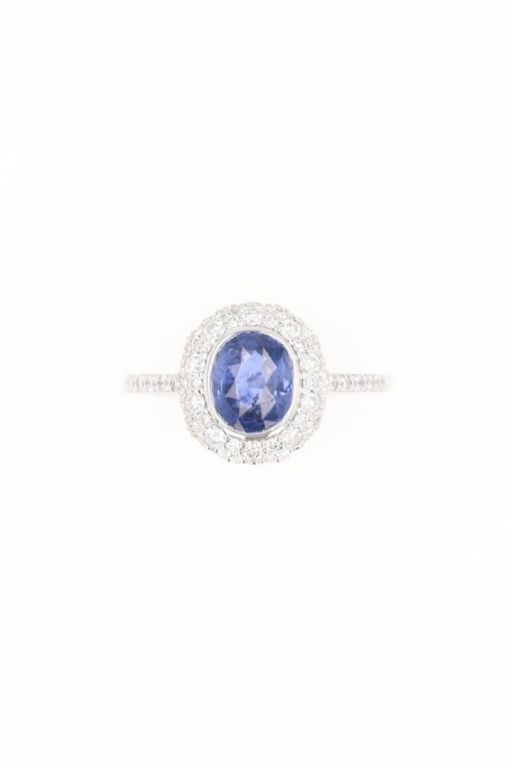 Platinum Sapphire and Diamond Ring