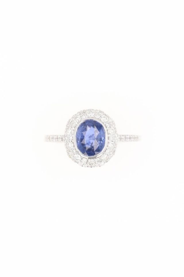 Platinum Sapphire and Diamond Ring