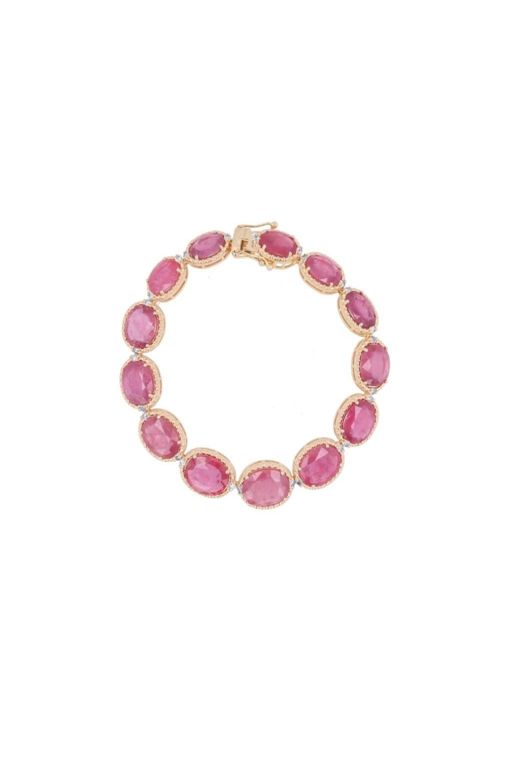 Sterling Silver Ruby and Diamond Bracelet