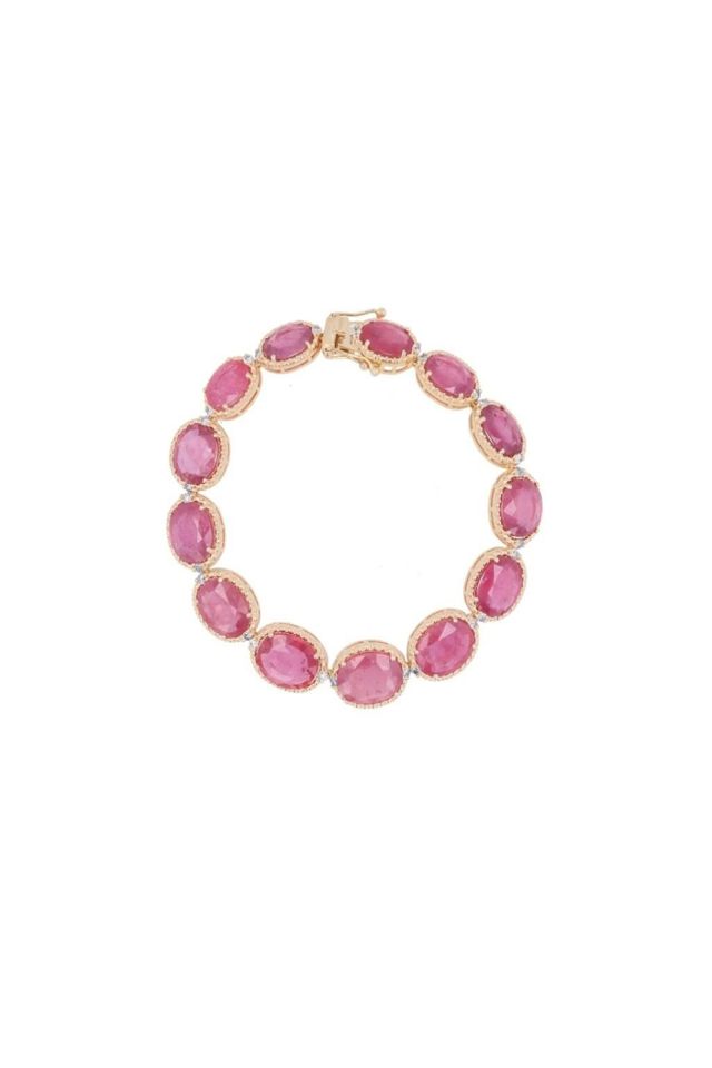 Sterling Silver Ruby and Diamond Bracelet