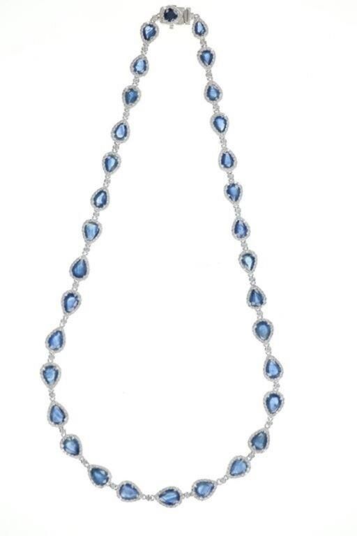 Platinum Sapphire and Diamond Necklace