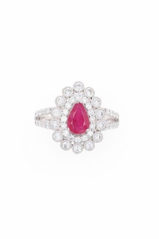 Platinum Ruby and Diamond Ring