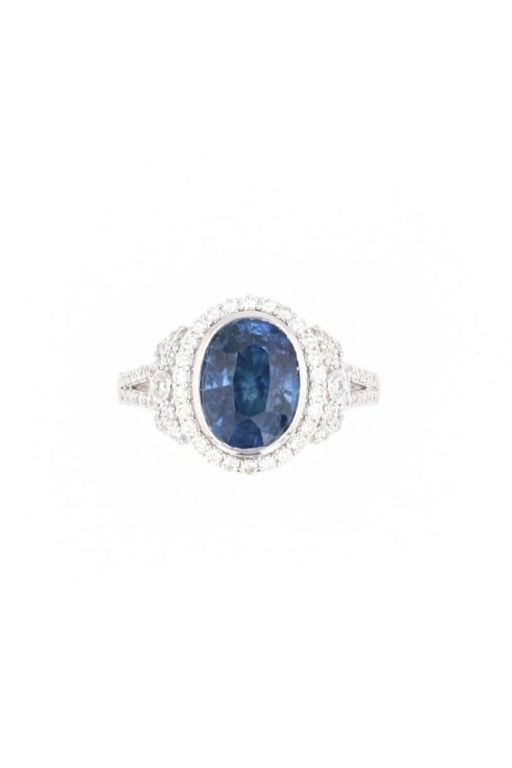 Platinum Sapphire and Diamond Ring