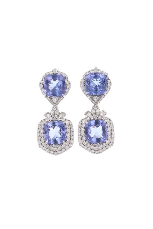 Platinum Tanzanite and Diamond Earrings