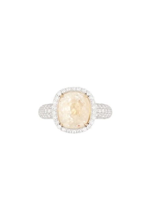 18k Gold and Platinum Sapphire and Diamond Ring