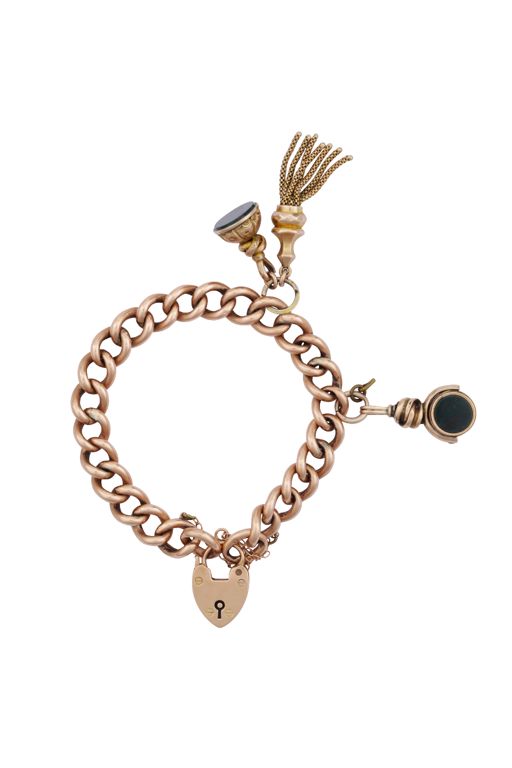 9k Yellow Gold Gemstone Charm Chain Bracelet