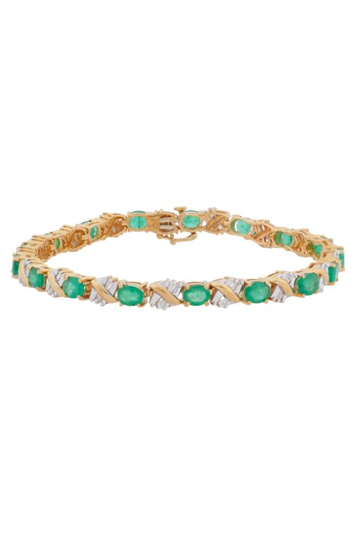 14k Gold Emerald and Diamond Bracelet