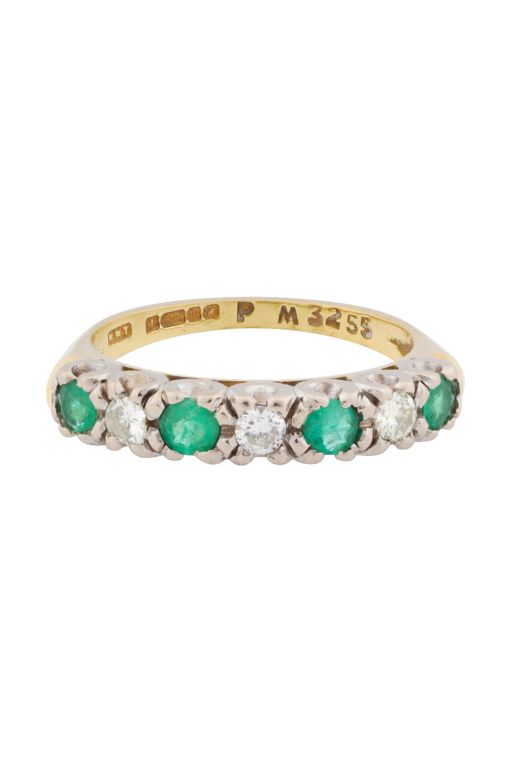 18k Yellow and White Gold Emerald and Diamond Ring
