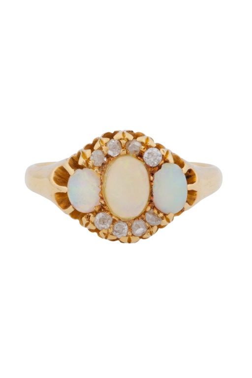 18k Yellow Gold Opal and Diamond Ring