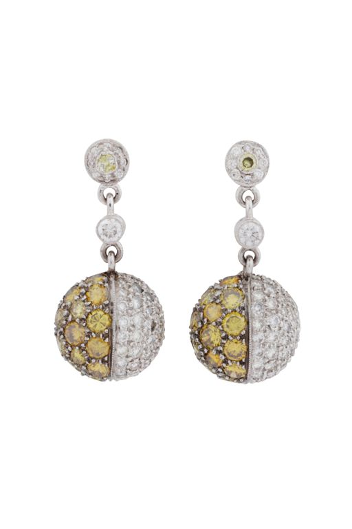 18k White and Yellow Gold Diamond Pendant Earrings