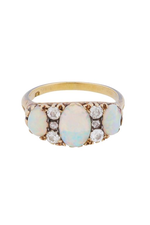 18k Yellow Gold Opal and Diamond Ring