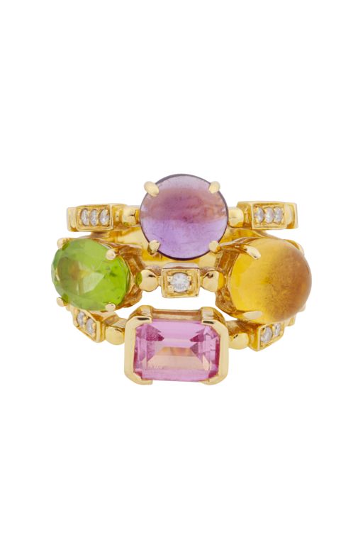 18k Yellow Gold Multi-Gem Dress Ring