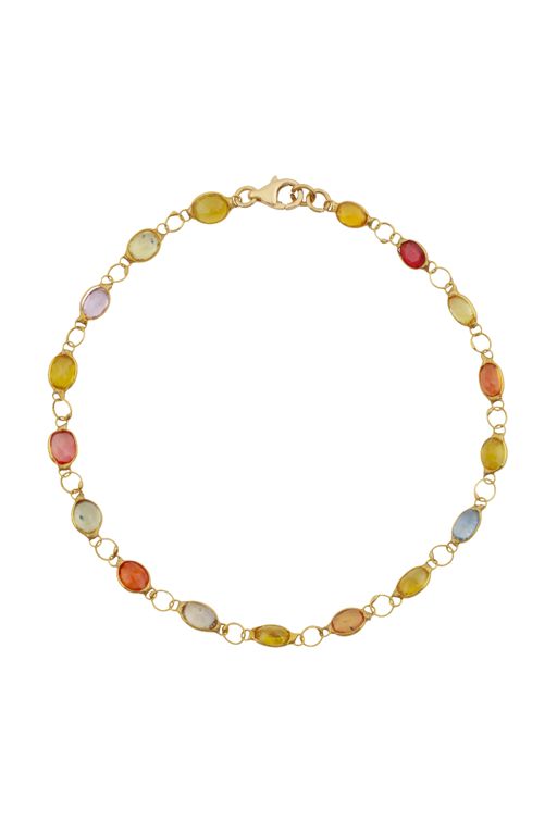 Yellow Metal Sapphire Chain Bracelet