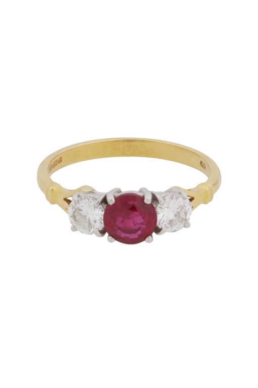 18k Yellow Gold Ruby and Diamond Ring