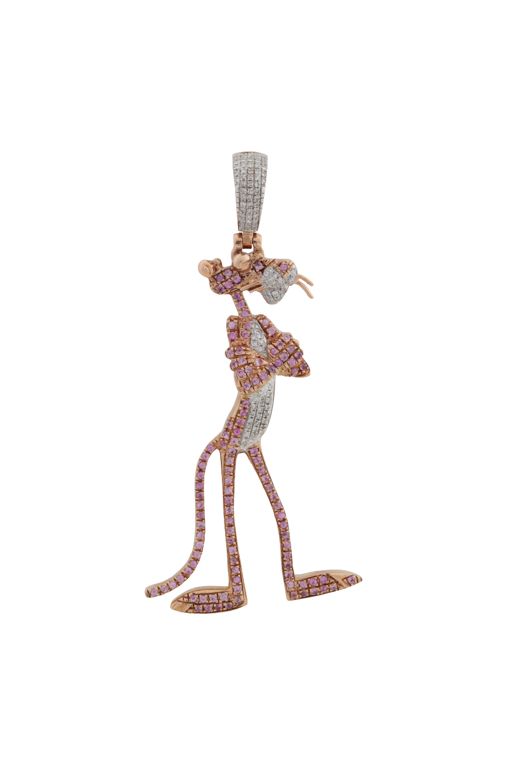 9k Rose Gold Diamond and Sapphire Panther Pendant