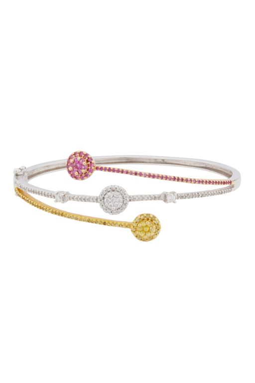 18k Gold Sapphire and Diamond Hinged Bracelet