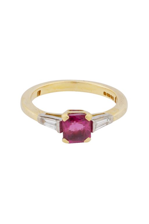 18k Two-Tone Gold Sapphire and Diamond Ring