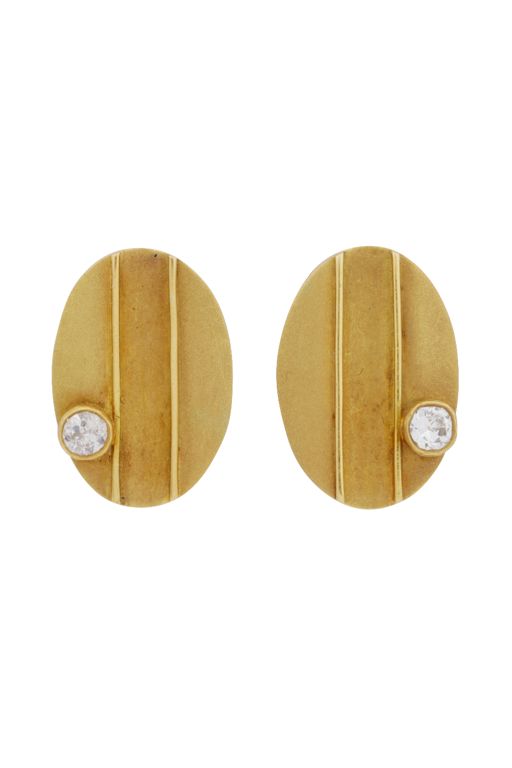 18k Yellow Gold Diamond Clip Earrings