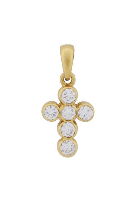 18k Yellow Gold Diamond Cross Pendant