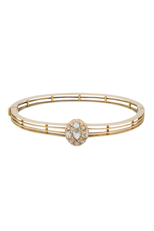 Yellow Gold Diamond Hinged Gate Bracelet