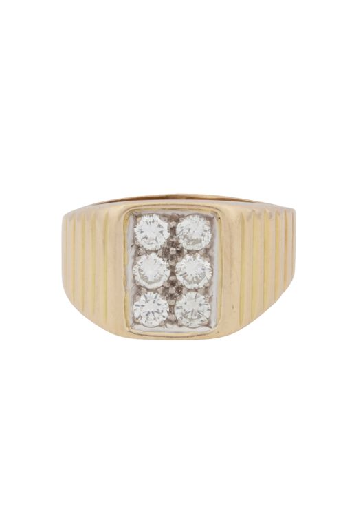 9k and 14k Yellow Gold Diamond Signet Ring